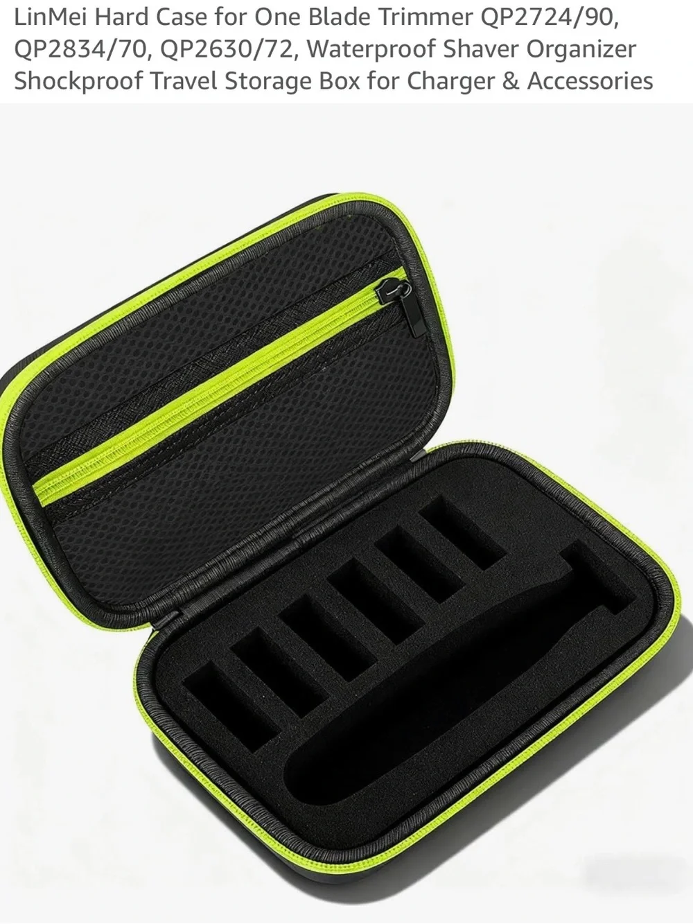 Black and Lime Green Hard Travel Case for One Blade Trimmer